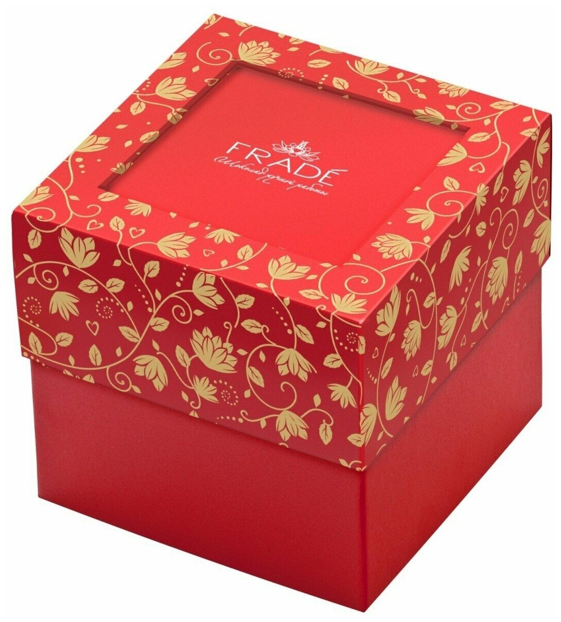 Коробка шоколадных конфет ручной работы Фраде - большой праздник с окошком (на 27 конфет) (золотые цветы) - фотография № 1