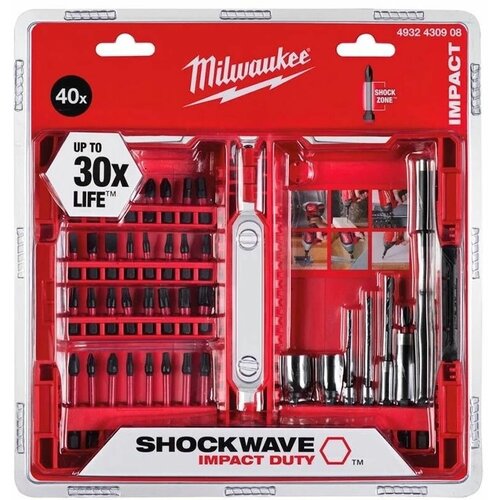 Набор бит и насадок Milwaukee Shockwave из 40 предметов. набор бит shockwave 38 предметов milwaukee 4932492009