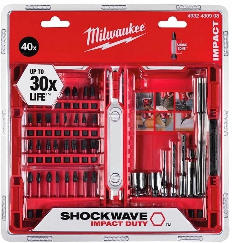 Набор бит и насадок Milwaukee Shockwave из 40 предметов.