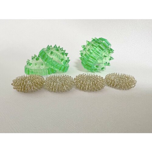 Су-джок массажный шарик с пружинными кольцами развитие мелкой моторики комплект 2 шт цвет зеленый 299₽