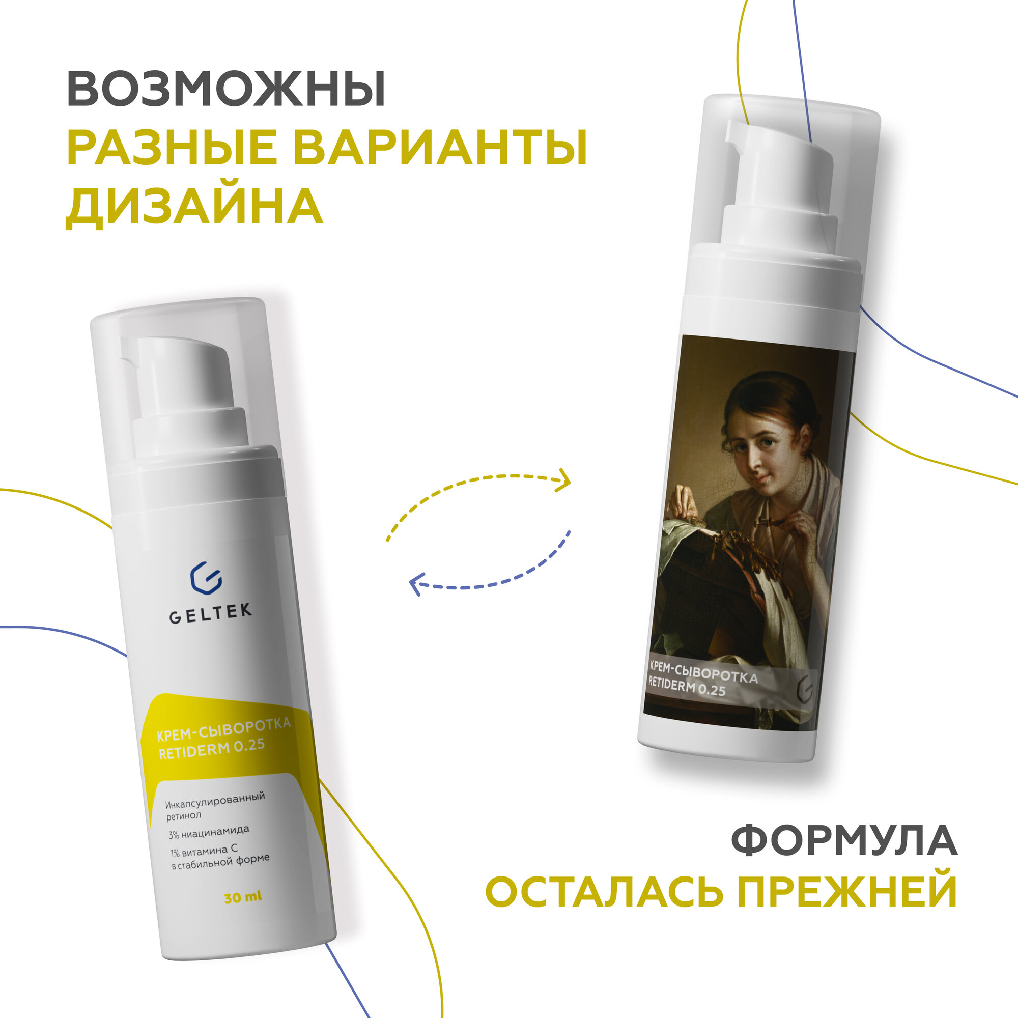 Гельтек Крем сыворотка для лица Retiderm 0,25 с ретинолом и витамином С, от морщин и пигментных пятен, 30 мл — фото 1