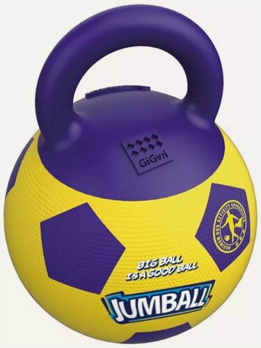 Изображение товара Игрушка Jumpball мяч жёлто-фиолетовый футбольный собак захватом,26 см
