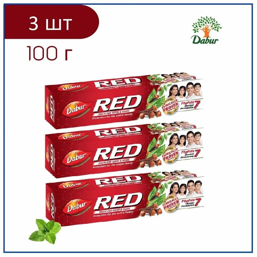 Dabur Red Зубная паста Ред аюрведическая красная Дабур 100 г - 3 шт