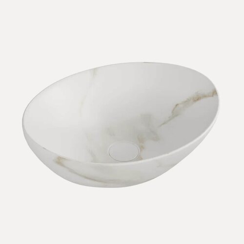 Изображение товара Накладная раковина Teymi Lori 41 накладная, без отверстия под смеситель, фарфоровая, овальная, раковина для ванной, белая, матовая