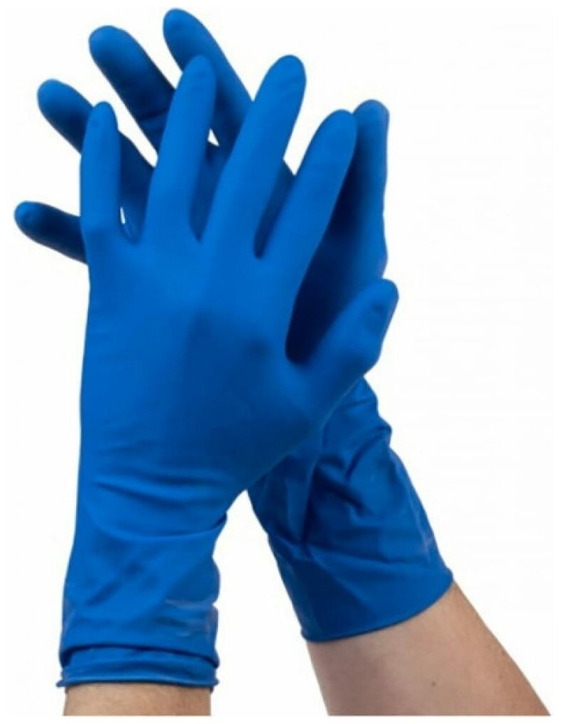 Перчатки EcoLat Хозяйственные латексные синие размер L 6шт - фото №1