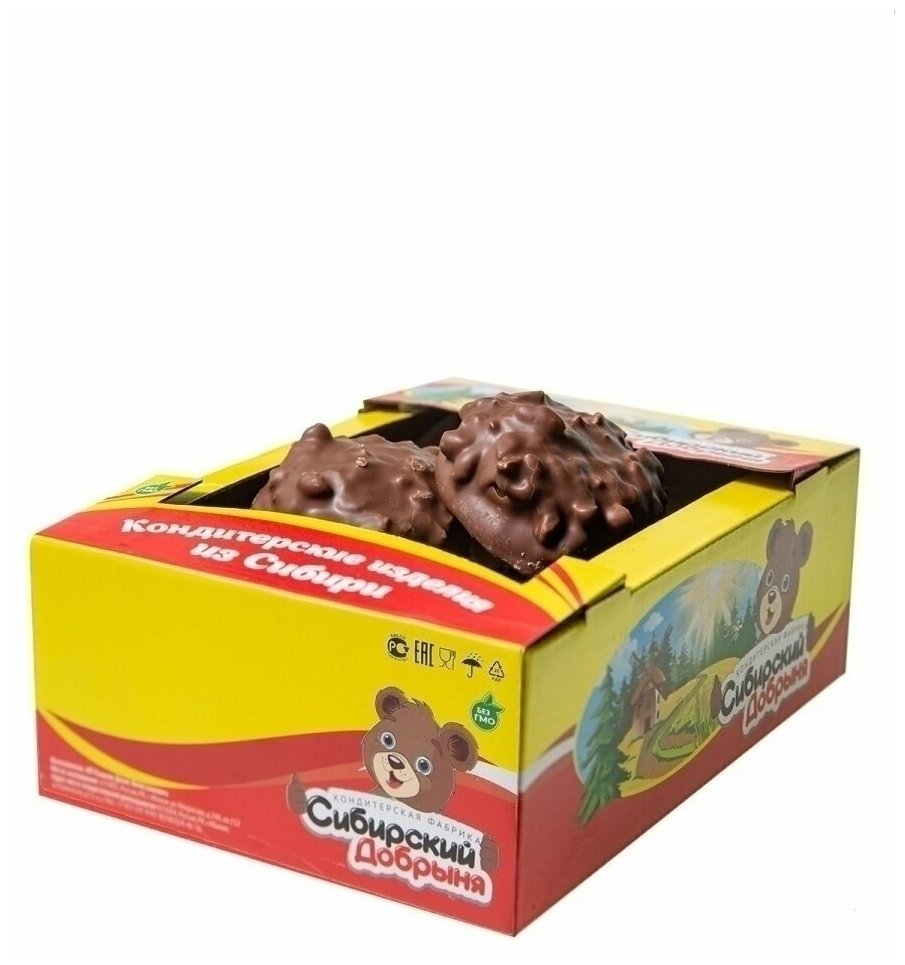 Печенье бисквитное "шокко-бум" с начинкой "Сгущенка вареная" и арахисом в темной глазури, 500 г / мишка в малиннике / Сибирский добрыня - фотография № 3