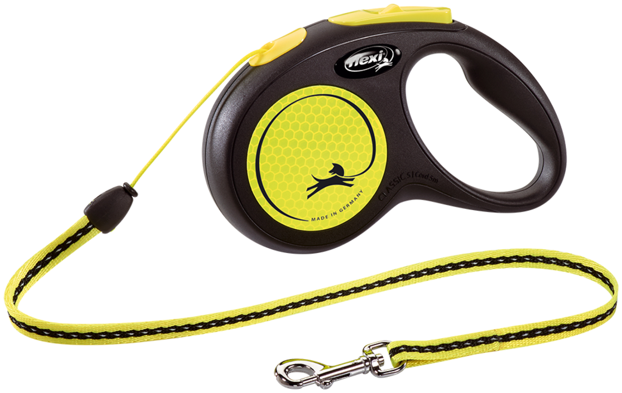Поводок-рулетка Flexi New Neon cord (трос) S 5 м до 12 кг желтый