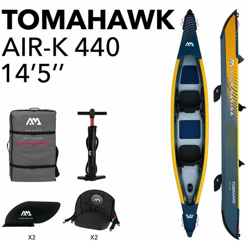 каяк надувной двухместный aqua marina tomahawk air k 440 2023 Каяк надувной двухместный Aqua Marina Tomahawk AIR-K 440 S23