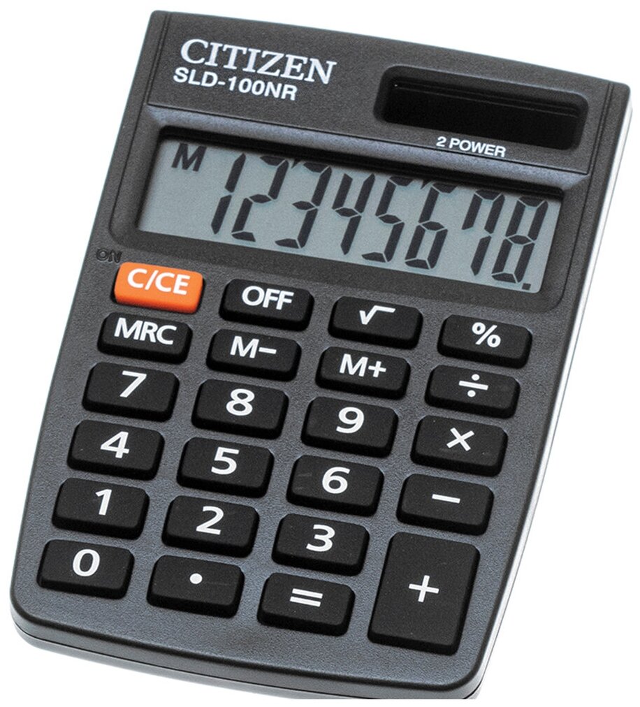 Калькулятор карманный Citizen SLD-100NR, 8 разр, двойное питание, 58*88*10мм, черный