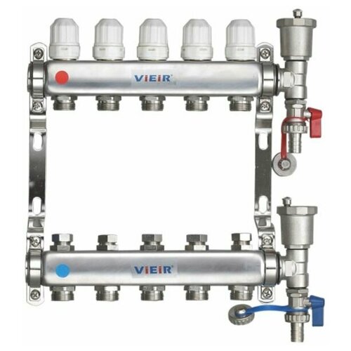 Коллекторная группа VIEIR 1x 4 выхода с расходомерами, без кранов коллекторная группа vieir vr113 03a с расходомерами 1 x 3 выхода без кранов