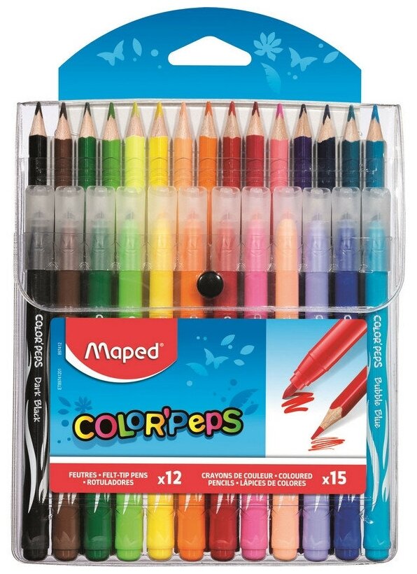 Набор для рисования Maped COLOR'PEPS: фломастеры 12цв+карандаши 15цв,897412