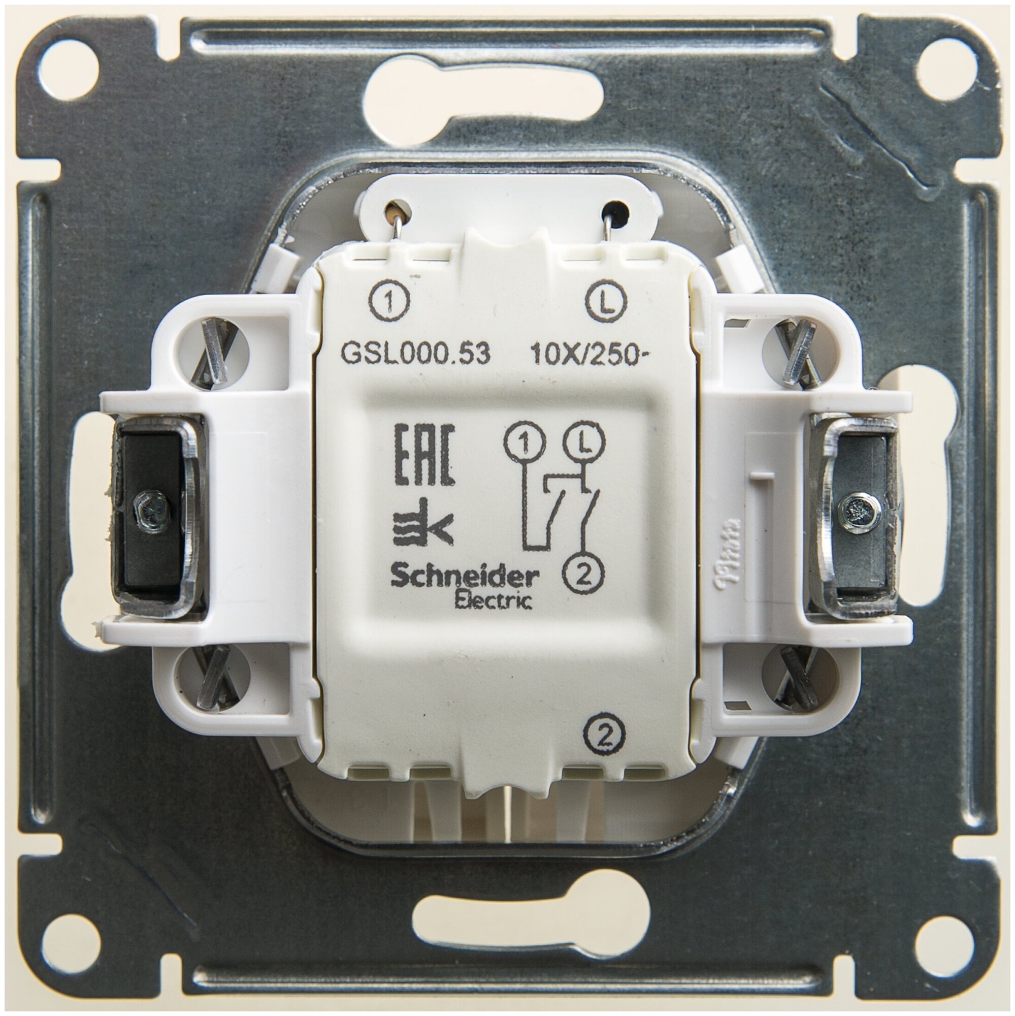 Glossa GSL000653 Выключатель двухклавишный с подсветкой (10 А, под рамку, скрытая установка, перламутр) Schneider Electric - фото №4