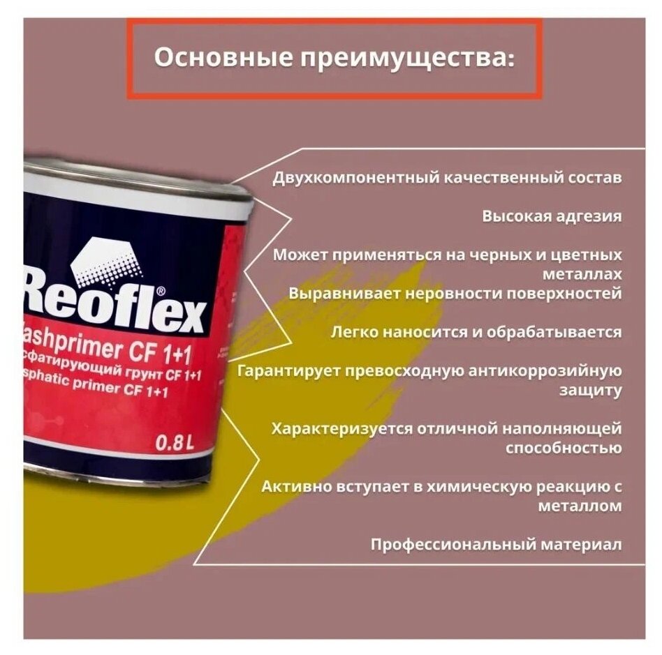 Грунт кислотный 2К (1+1) 0,8л Washprimer+отверд 0,8л компл REOFLEX