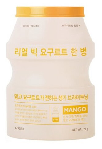 APIEU тканевая маска Real Big Yogurt One-Bottle Mango с экстрактом манго, 21 г, 21 мл