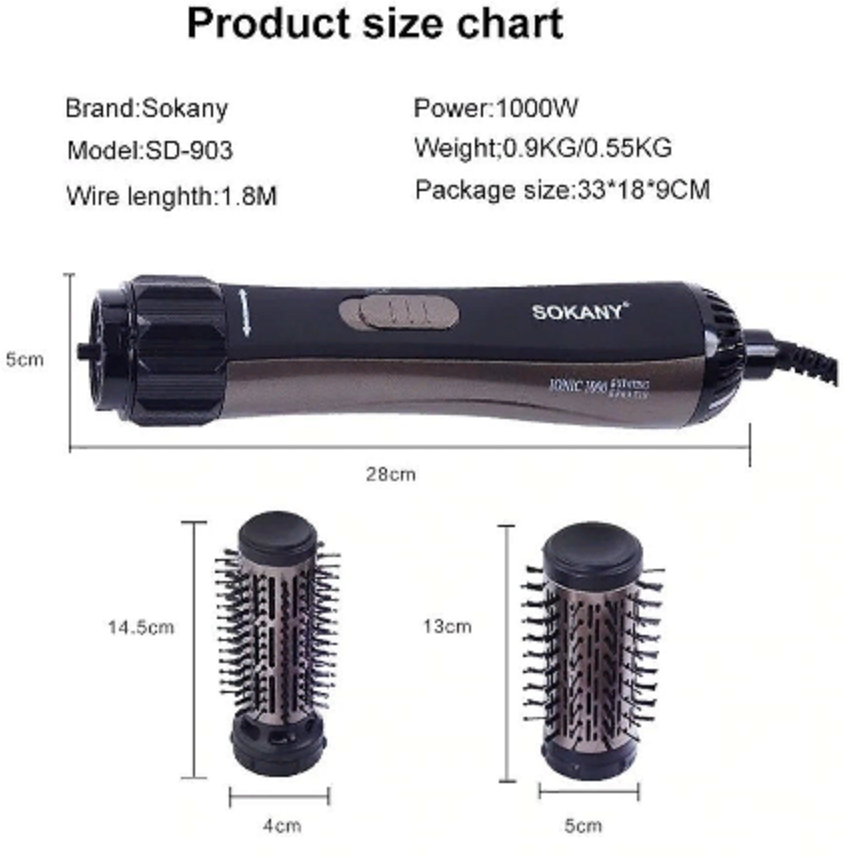 Фен-щетка для волос SOKANY/SD-903/2 насадки/мощность 1000 ВТ/для укладки волос/черный - фотография № 10