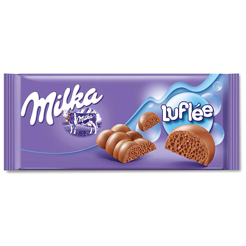 Шоколадная плитка Milka Lufflee Bubble Alpin Milk / Милка Лафли Баббли Альпийское молоко 100гр (Германия)