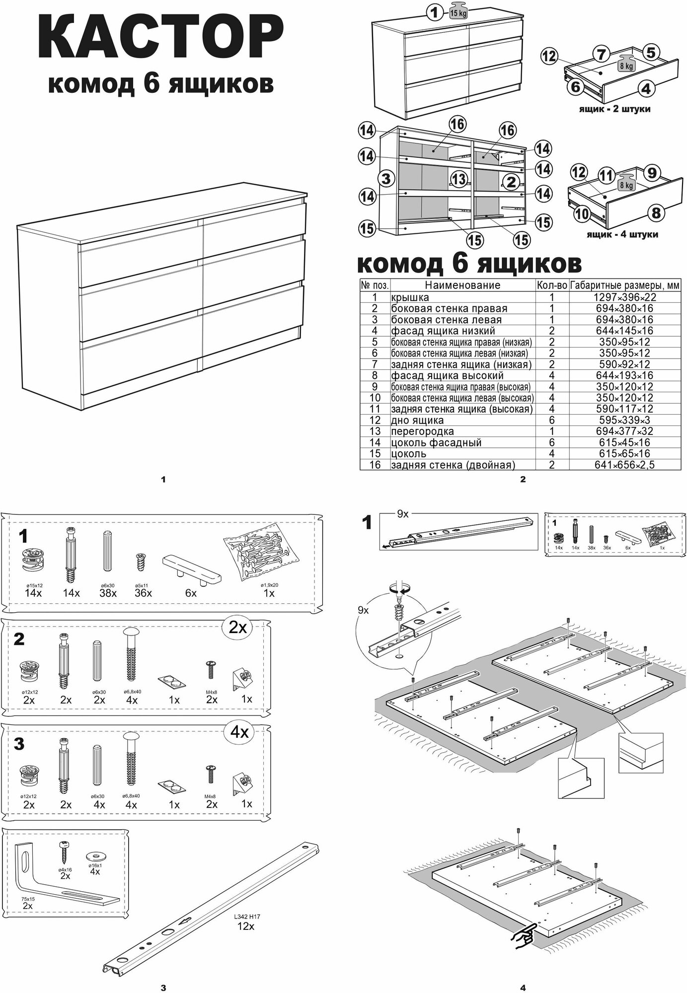 Комод VMG Industry Кастор 6 ящиков дуб сонома 129.7х39.6х71.4 см - фотография № 7