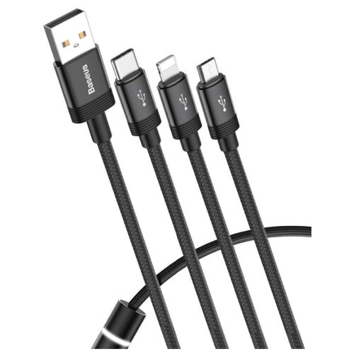 фото Кабель Baseus Data Faction 3-in-1 USB - microUSB/USB Type-C/Lightning (CAMLT) 1.2 м black