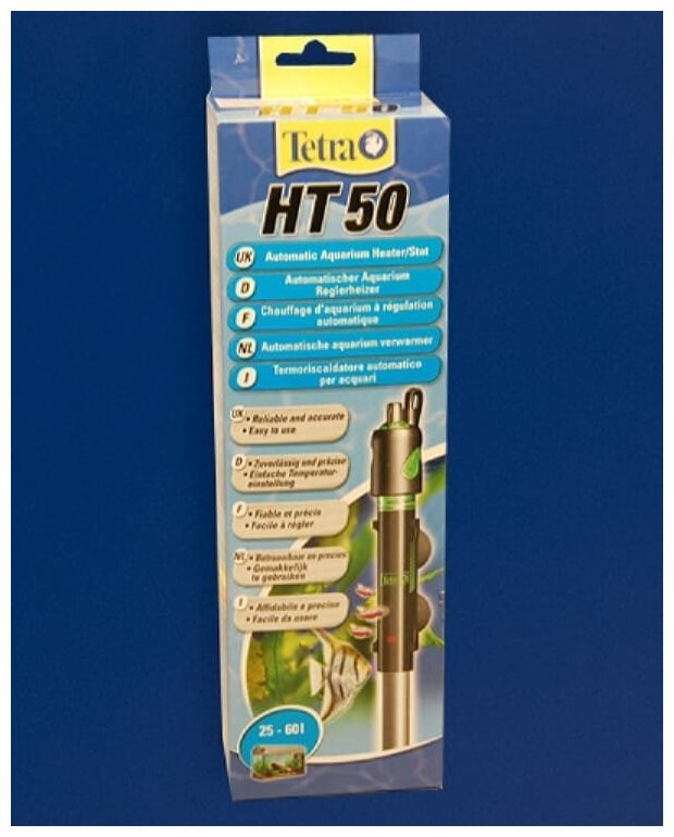 Нагреватель Tetra HT 50 Вт для аквариума 25 - 60 л (стеклянный, регулируемый)