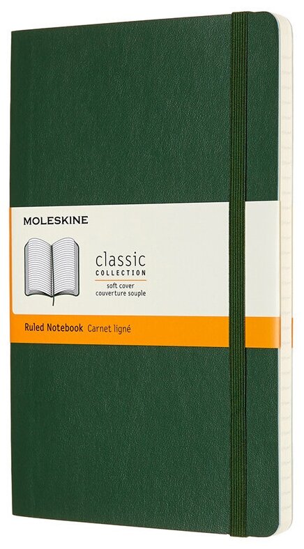 Блокнот Moleskine CLASSIC SOFT QP616BK15 Large 130х210мм 192 стр. линейка мягкая обложка зеленый