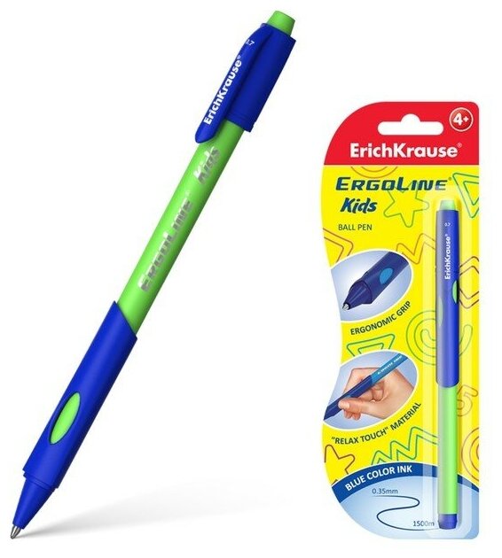 Ручка шариковая Erich Krause "Ultra Glide Technology ErgoLine Kids" синяя, 0,7мм, грип 41539 - фотография № 19
