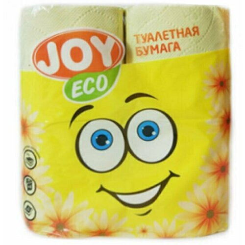 Туалетная бумага Joy Eco 2-слойная 4 рулона 17, 5 метров Желтая, 4 упаковки