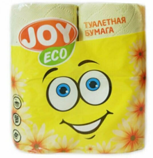 Туалетная бумага Joy Eco 2-слойная 4 рулона 17 5 метров Желтая 4 упаковки