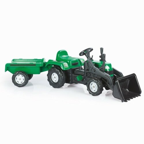 Трактор педальный DOLU Ranchero, с прицепом и ковшом, клаксон, цвет зеленый игрушка трактор с ковшом и прицепом арт t3688