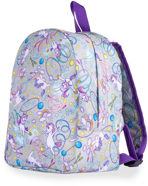Рюкзак школьный, GolD, детский, для девочки, единорог, серый