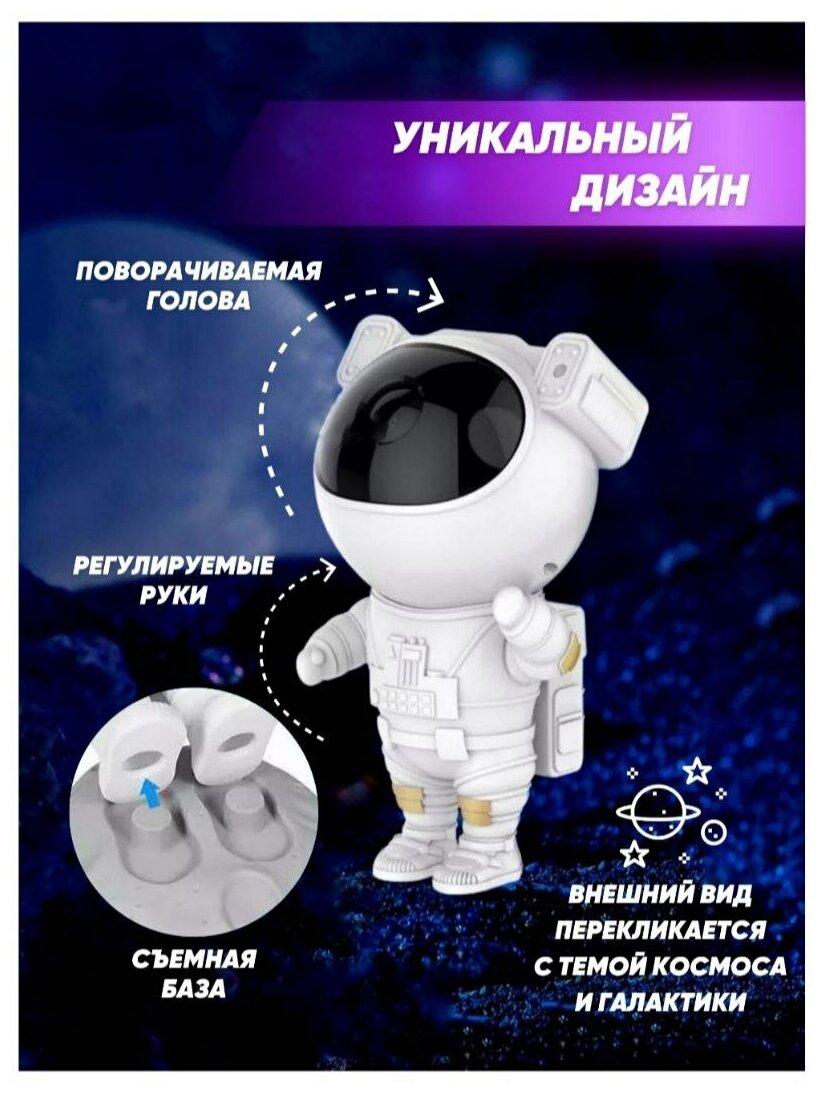 Детский ночник проектор, лазерный проектор звездного неба, проектор неба для детской, ночник с пультом - фотография № 7