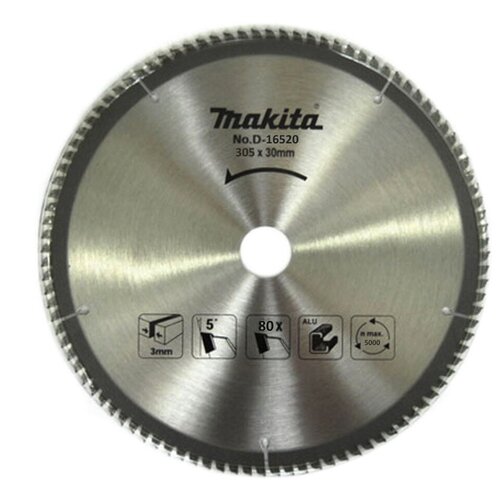 Пильный диск для алюминия 305x30x2.2x80T Makita D-16520 пильный диск универсальный для алюминия дерева пластика 305x30x100t makita d 65682