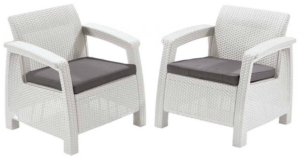 Комплект кресел для сада Corfu duo set, мебель для сада и дачи из пластика (белый)(2 кресла)