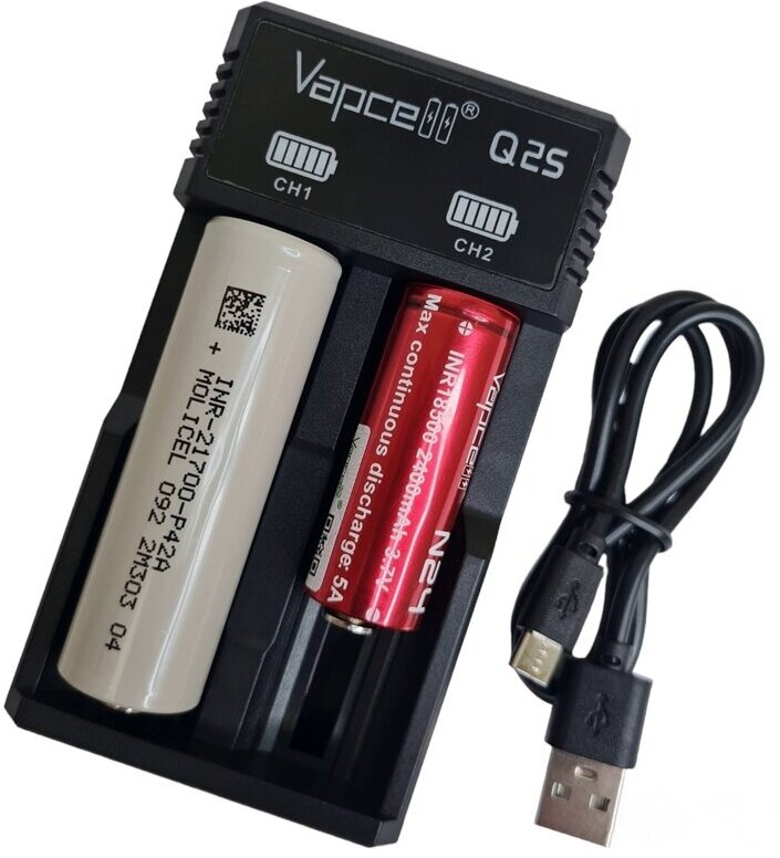 Зарядное устройство Vapcell Q2S для Li-ion аккумуляторов 18350 18650 21700.