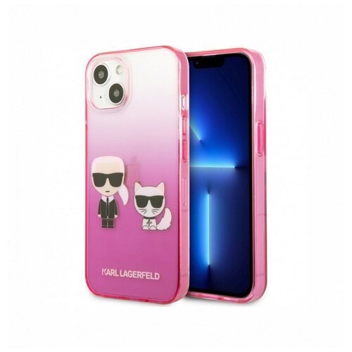 Чехол Karl Lagerfeld PC/TPU Karl & Choupette Hard для iPhone 13, цвет Розовый градиент (KLHCP13MTGKCP)