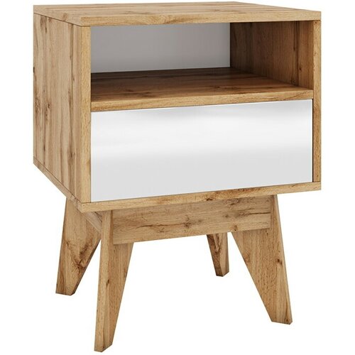 Тумба Хелен 2203 Melania дуб ватан/ белый лак 570*440*400