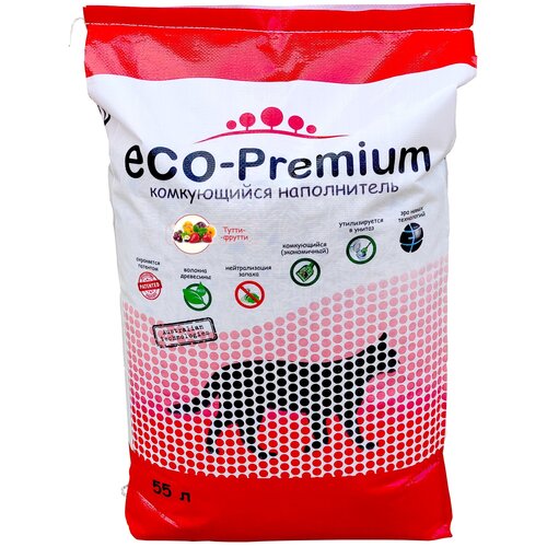 Комкующийся наполнитель ECO-Premium Тутти-фрутти, 55л, 1 шт.