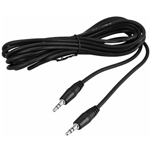 Шнур (Стерео 3, 5 мм шт - Стерео 3, 5 мм шт) 5 м для передачи аналогового аудиосигнала, цвет: Черный