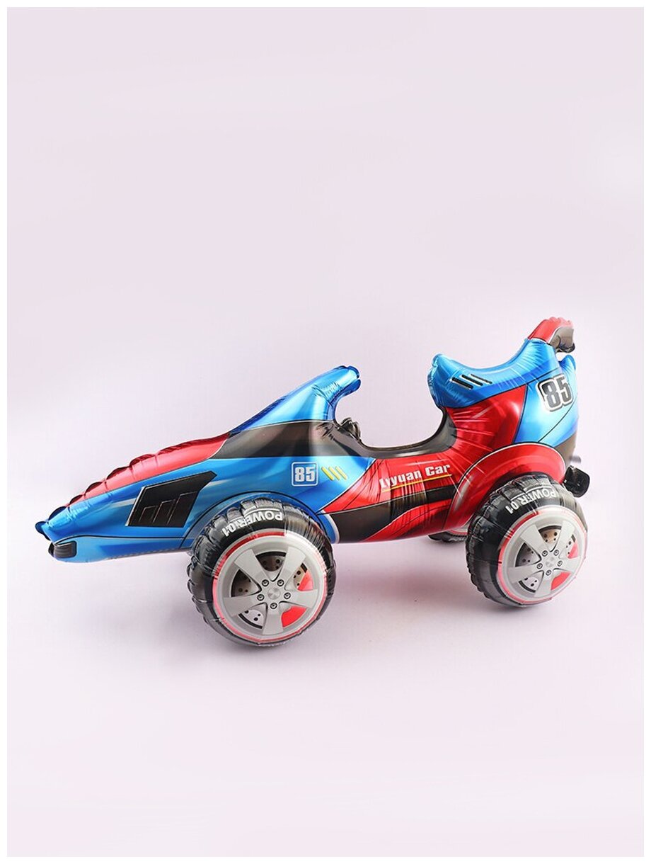 Воздушный ходячий шар фольгированный Falali Гоночная машина, синий/красный, 61 см