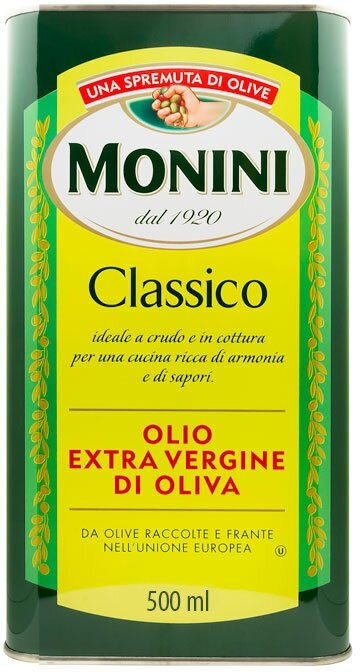 Масло оливковое Monini Classico Extra Virgin нерафинированное высшего качества первого холодного отжима Экстра Вирджин, 0,5л