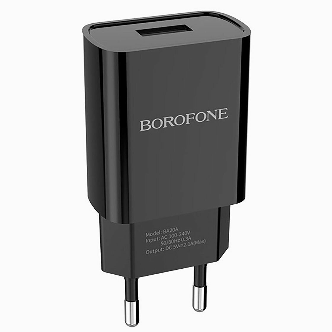 Сетевое зарядное устройство+кабель Type-C Borofone BA20A Sharp, 1USB, 2.1A, черный (02142) - фото №14