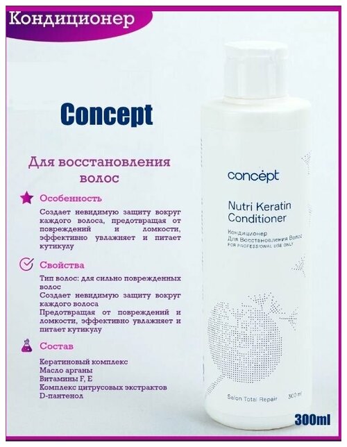 Con Кондиционер для восстановления волос (Nutri Keratin conditioner)300 мл NEW