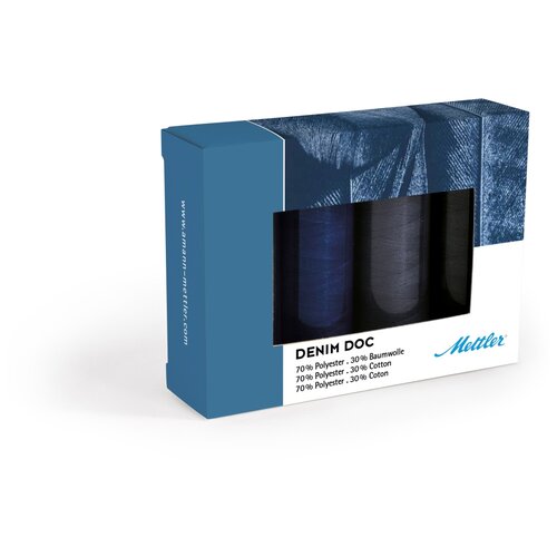 AMANN GROUP Mettler Набор с нитками для джинс DENIM DOC, DE4DARK-KIT, №75100 м, 4 шт., синий