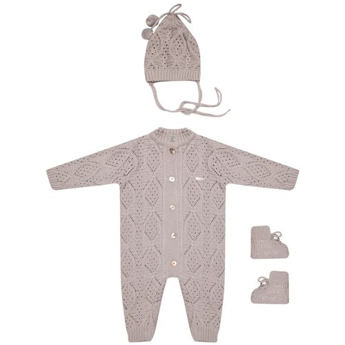 Комплект одежды  Наследникъ Выжанова детский, комбинезон и шапка и пинетки, размер 6-9 месяцев, серый