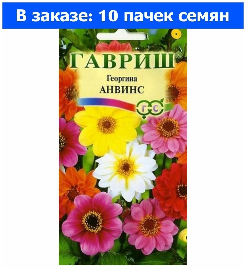 Георгина Анвинс 0,3г Одн смесь 60см "Гавриш" - 10 пачек семян