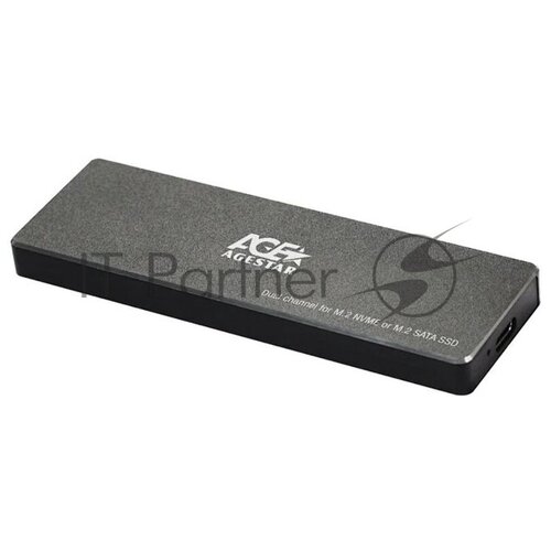 Внешний корпус SSD AgeStar 31UBVS6C NVMe/SATA USB 3.2 алюминий черный M2 2280 м внешний корпус ssd agestar 31ubvs6c nvme sata алюминий черный m2 2280 м