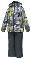 Комплект с полукомбинезоном Huppa размер 98, sky blue kratt pattern/ gray