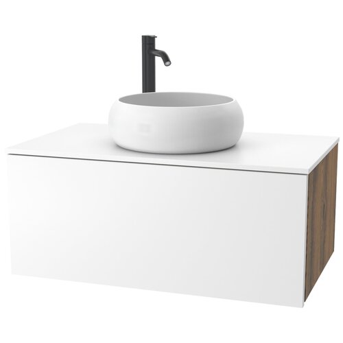 Тумба для ванной комнаты ЗОВ Кито, белая столешница, Аттик/Белый мат 100