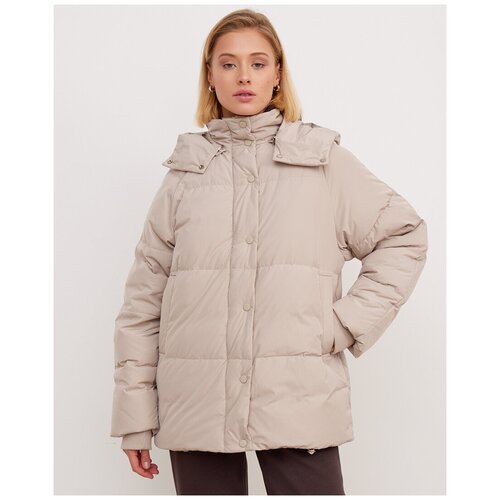 фото Cocos пуховик оверсайз с боковыми карманами, бежевый, xs/s
