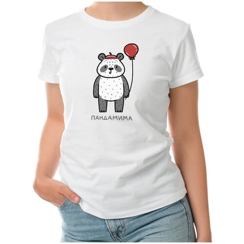 Женская футболка «Милая панда в Париже. Шарик. Берет. Юмор» (L, темно-синий)