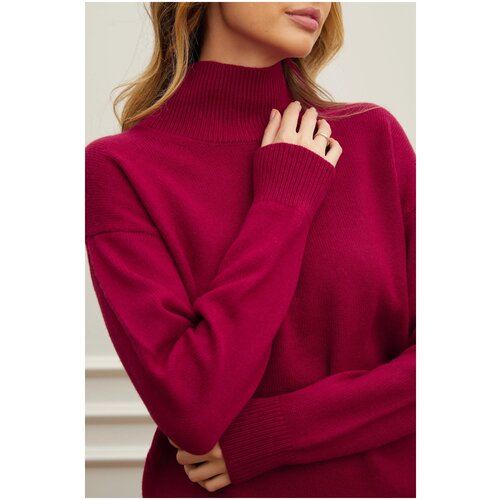 Свитер VasilisaV cashmere, кашемир, длинный рукав, свободный силуэт, без карманов, вязаный, размер XXS, красный